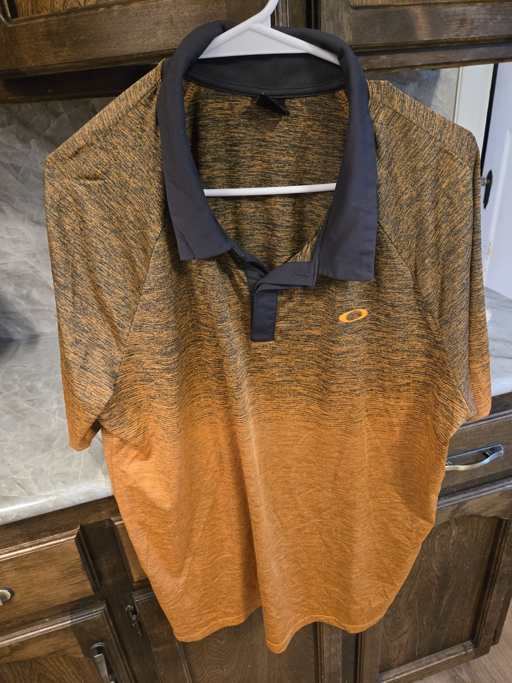 Oakley Men's Orange Heather Polo with Black Contrast Collar